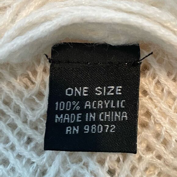 Cejon Open Knit Fringe Collar Scarf Cream Snood Neck Warmer Winter One Size - Picture 4 of 5